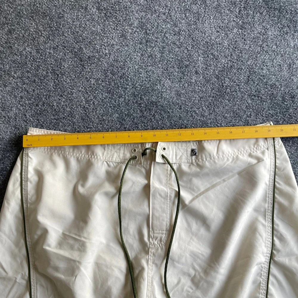 Counter‎ Culture Mens Board Shorts Size 38 Off White Green Graphic Swim Trunks